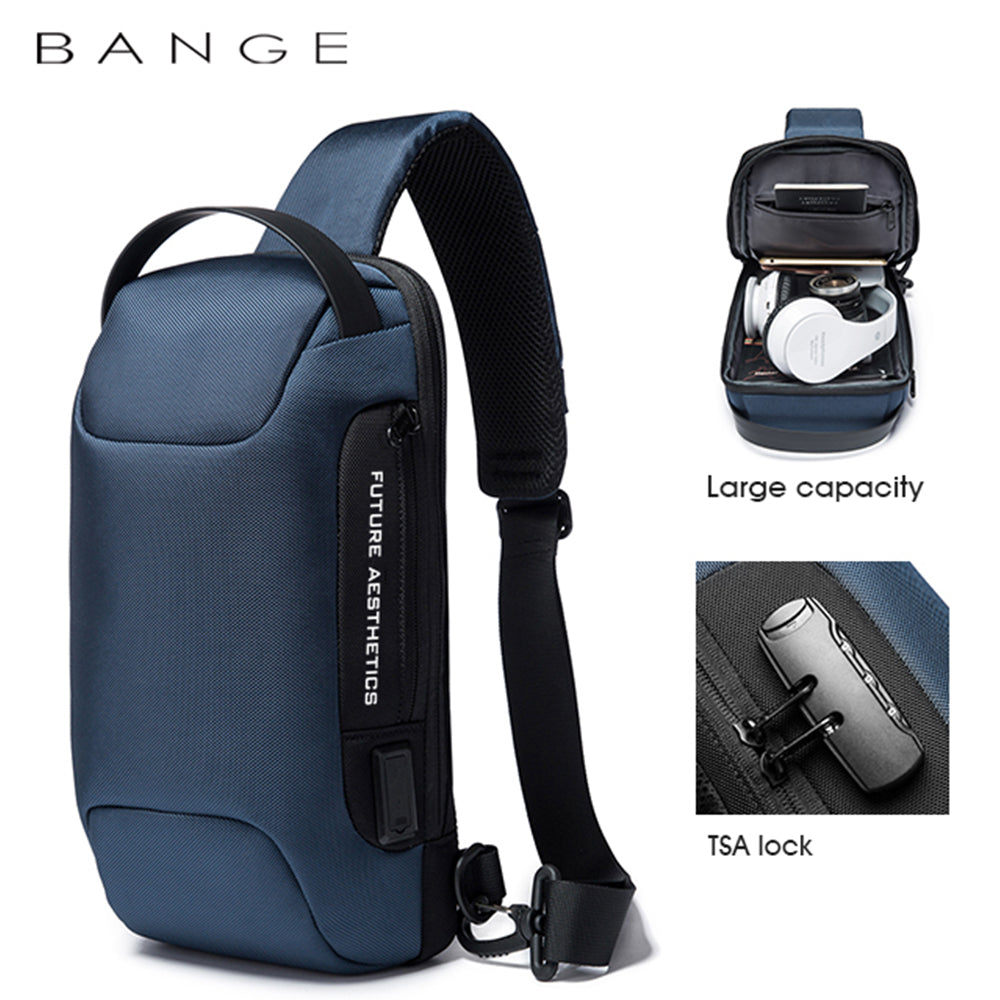 Bange Multifunctional Waterproof Sling Bag With Usb Charging Bg 22085 Blue