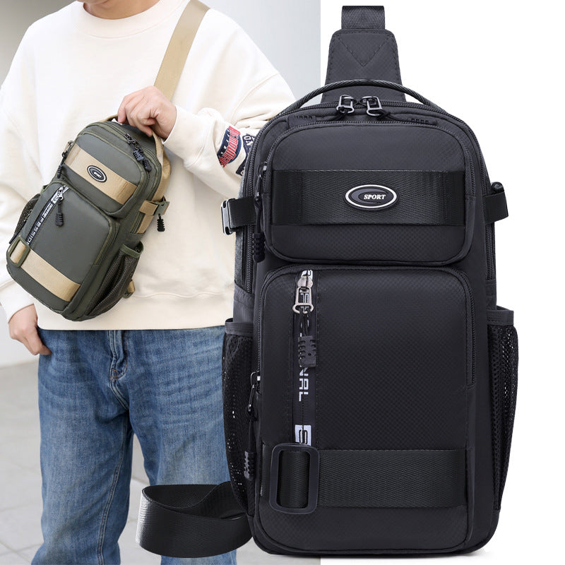 AA04 – Crossbody Sling Chest Daypack – Original PU Leather (Black)