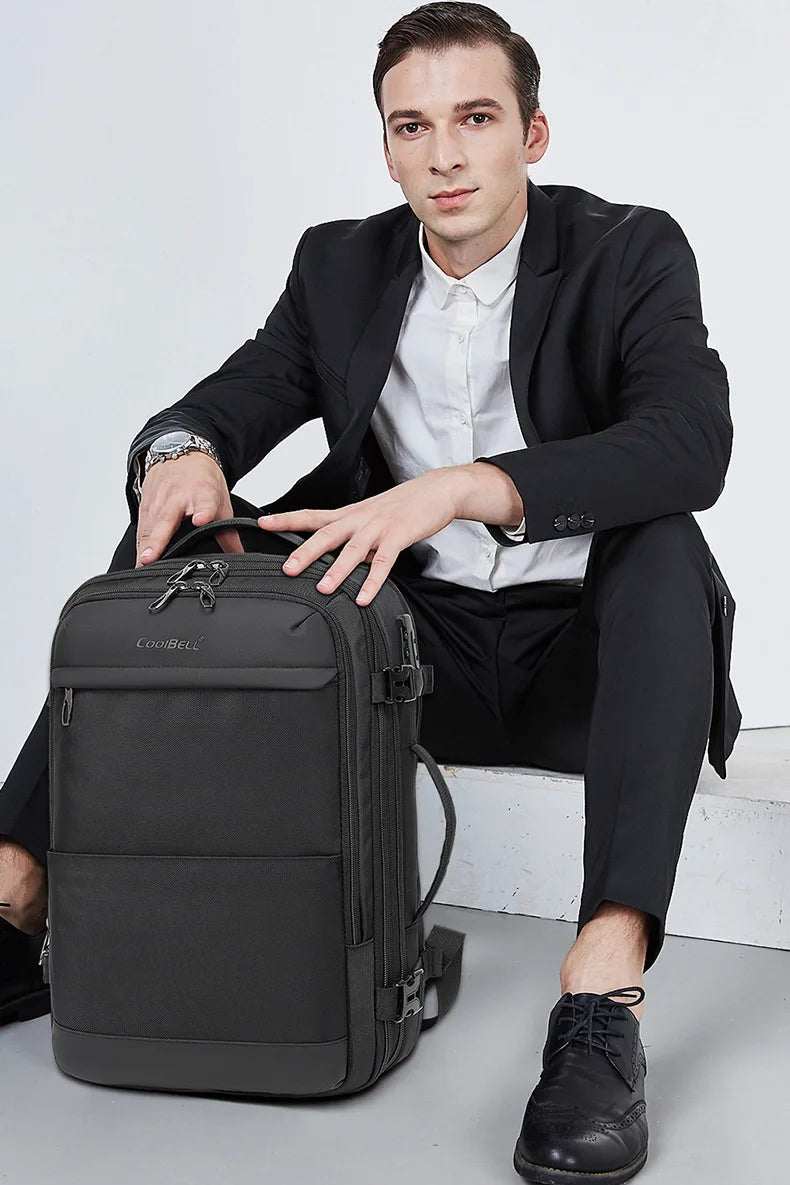 Coolbell 36 L Expandable Waterproof Portable Anti-theft Backpack For Men 17.3 inch Laptop, CB-8298USB-A Charging Port,180° Open,