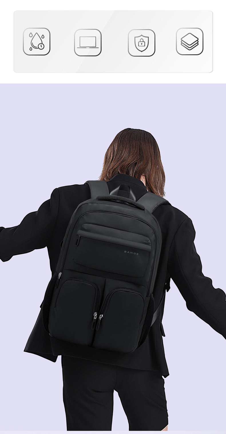 Bange 1807 Polyester Unisex Travel Backpacks Laptop Waterproof Grey