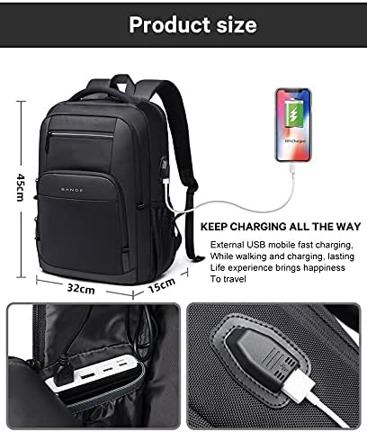 Bange 15.6 Inch Laptop Backpack Large Capacity School Bag Usb Charging Port Water Resistant - Grey