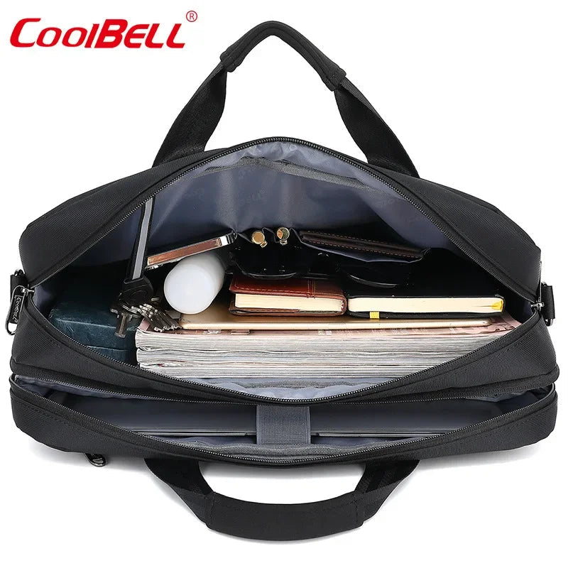 CoolBELL 2025 New Men Briefcases For 15.6 inch Laptop Computer Business Waterproof Shockproof Handbag Shoulder Crossbody Bag CB-2120 Black
