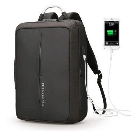 N Elegance 17 Inch Laptop Backpack Large Capacity School Bag Usb Charging Port Water Resistant Black