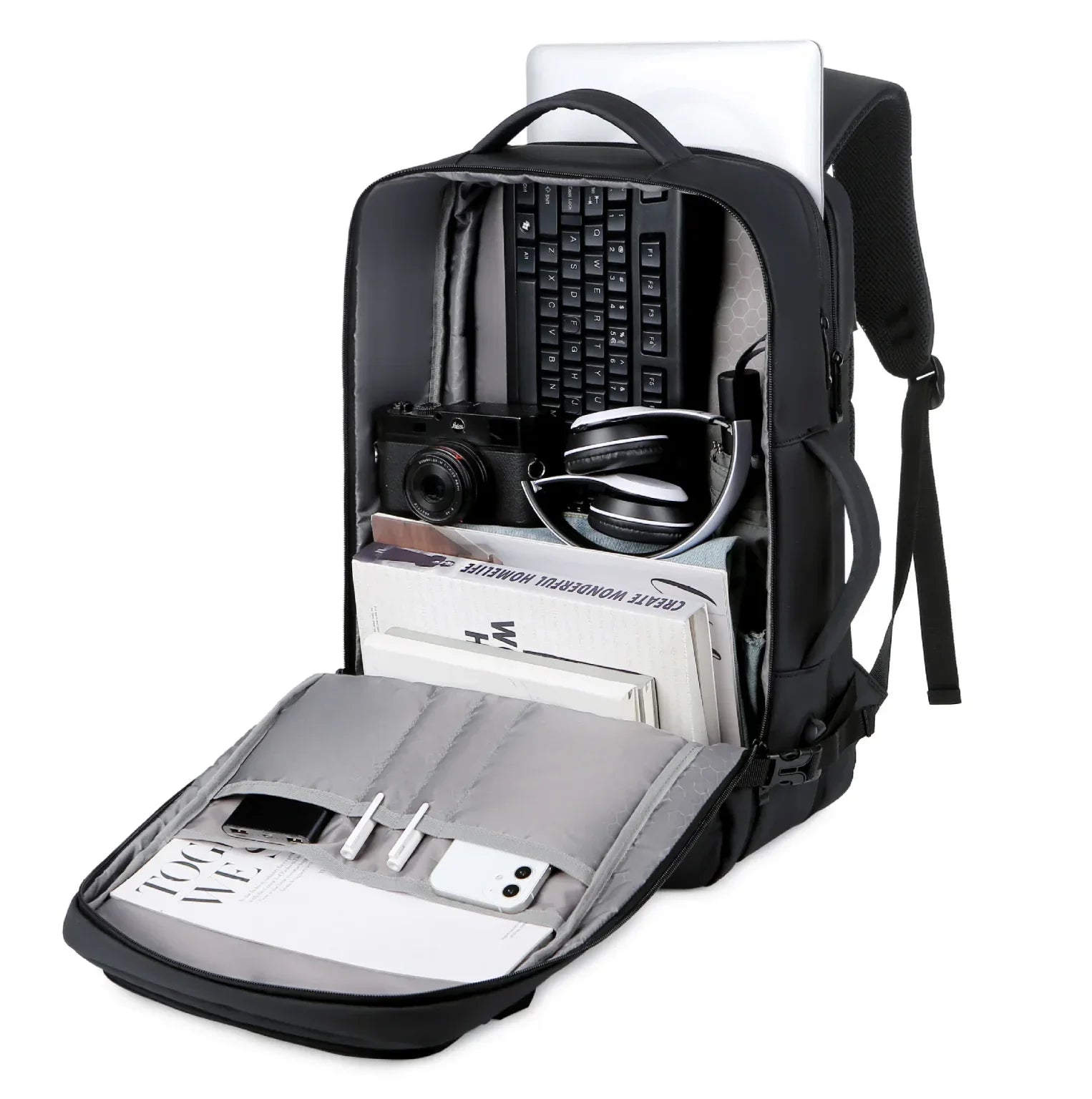 Meinaili Expandable Men’s 17 Inch Laptop Waterproof Business Backpack with USB AT-12