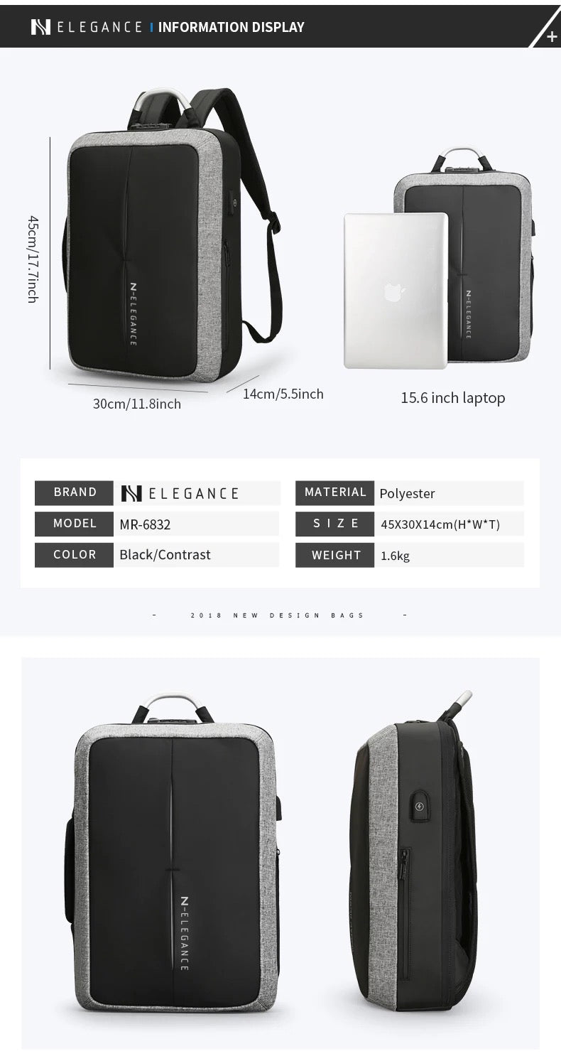 N-Elegance NMR-Black – 17" Laptop Backpack (Black)