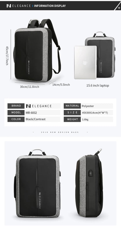 N-Elegance NMR-Black – 17" Laptop Backpack (Black)