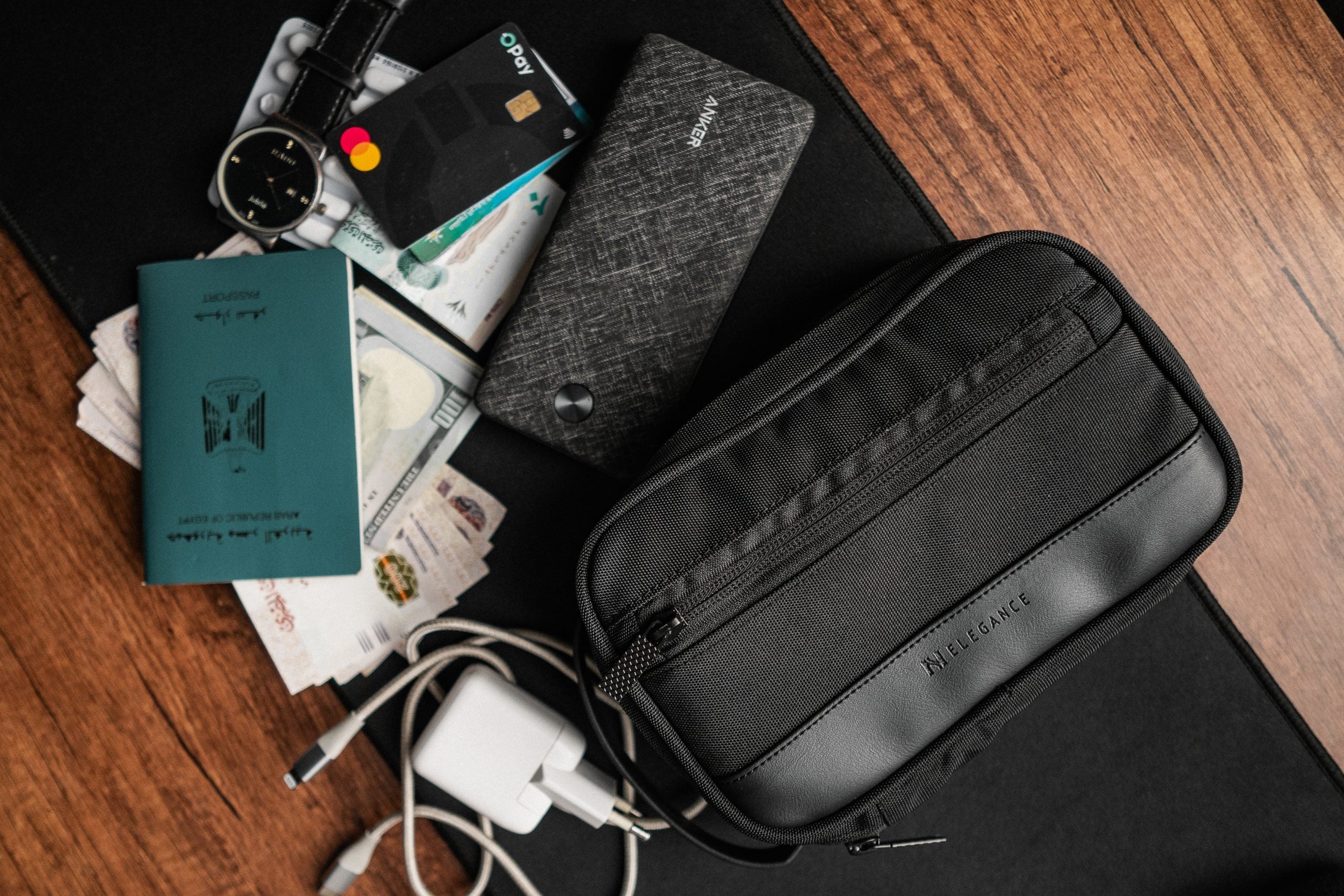 Fashion Men'S Hand Bag Business Pu Messenger Multi-Pocket - Black