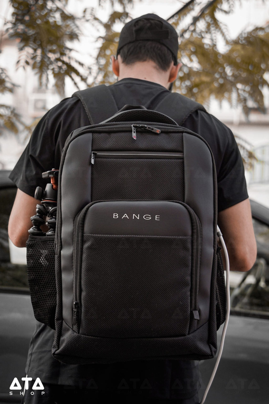 Bange 15.6 Inch Laptop Backpack Large Capacity School Bag Usb Charging Port Water Resistant - Black