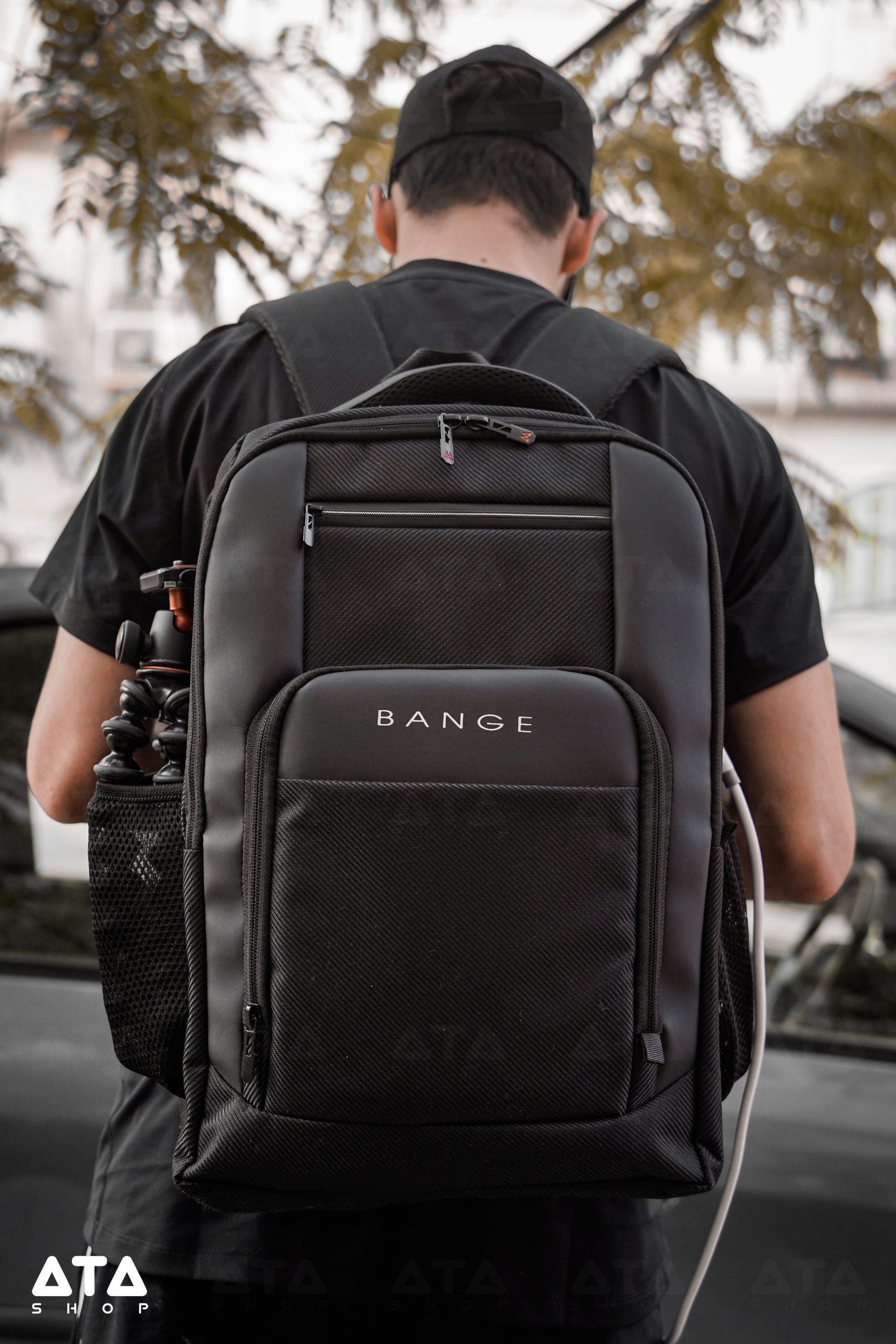 Bange 15.6 Inch Laptop Backpack Large Capacity School Bag Usb Charging Port Water Resistant - Black