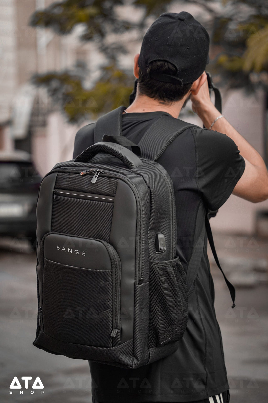 Bange 15.6 Inch Laptop Backpack Large Capacity School Bag Usb Charging Port Water Resistant - Black