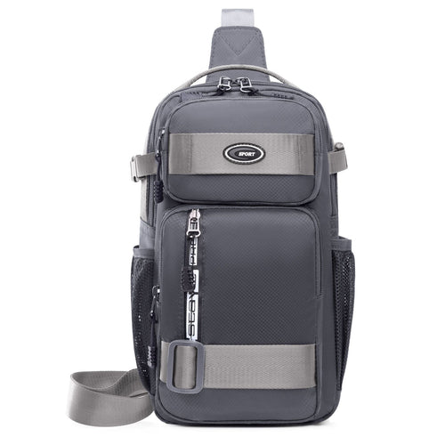 AA04 – Crossbody Sling Chest Daypack – Original PU Leather (Grey)