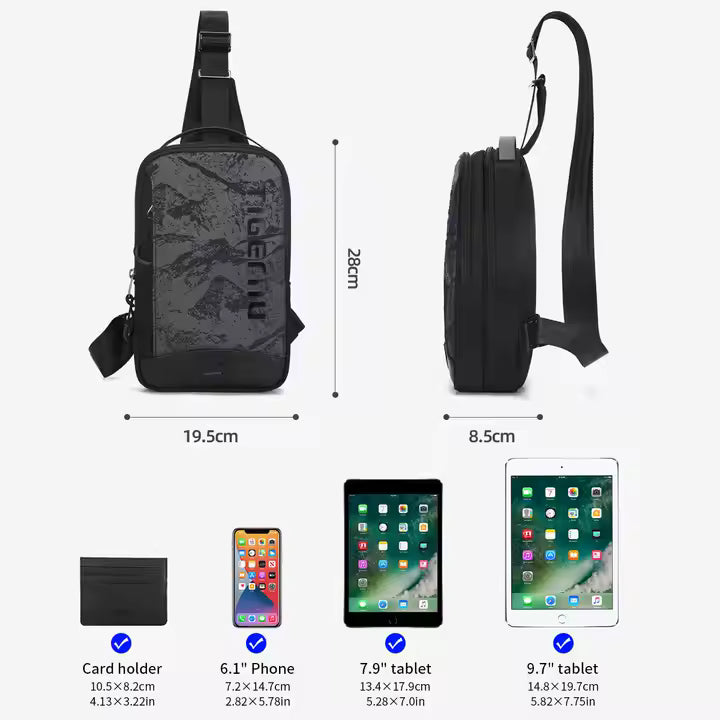 Tigernu T-S8189 camouflage – Sling Crossbody Bag (Black)