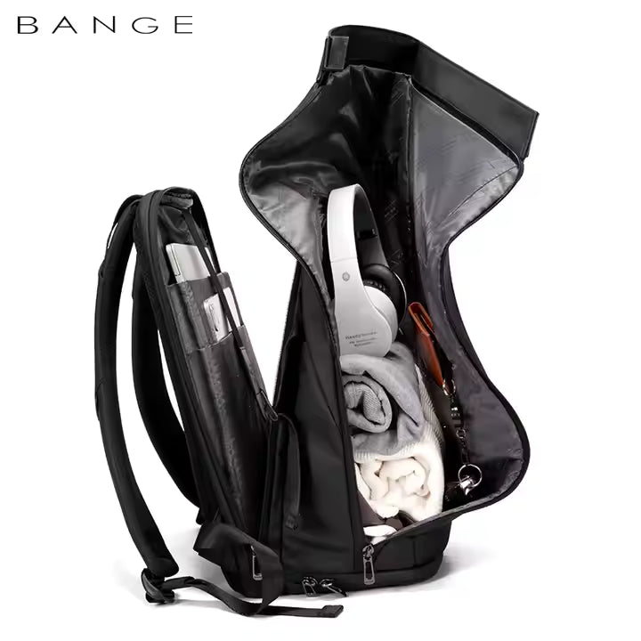 Bange Waterproof Polyester Unisex Anti Theft Backpacks Laptop Model 7700 Black