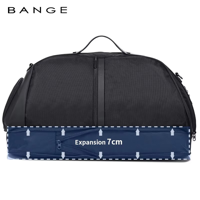 Bange New Design Multifunction Expand Tsa Lock Waterproof Shoes Shoulder Men Duffle Luggage Travel Bags Model 77178 Black