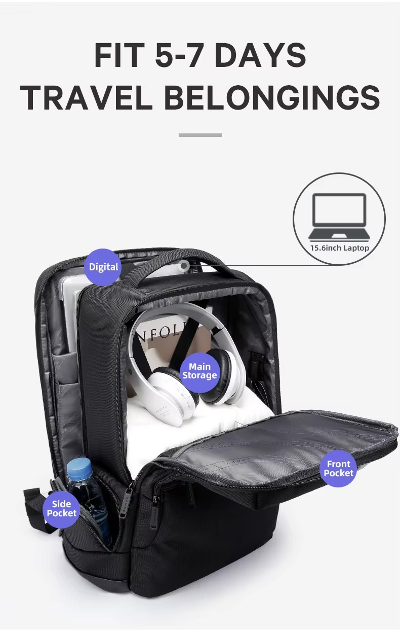 Bange Usb Waterproof Travel Custom Men Casual Laptop Backpacks Model 2603 Black