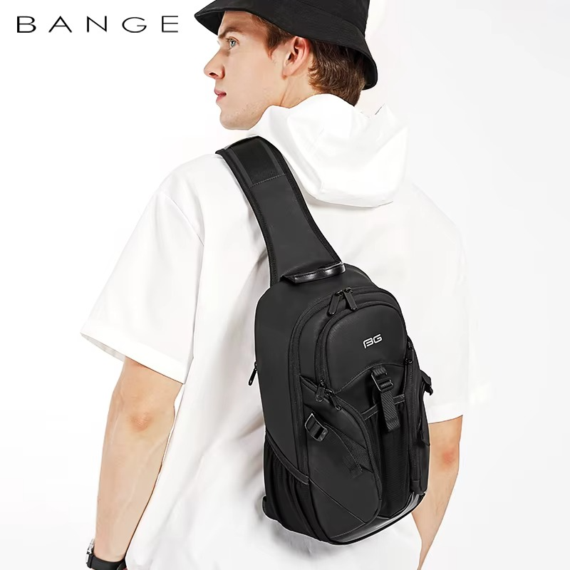 Bange 77120 – High Quality Multifunctional Men's Shoulder Waterproof Sling Bag (Black)