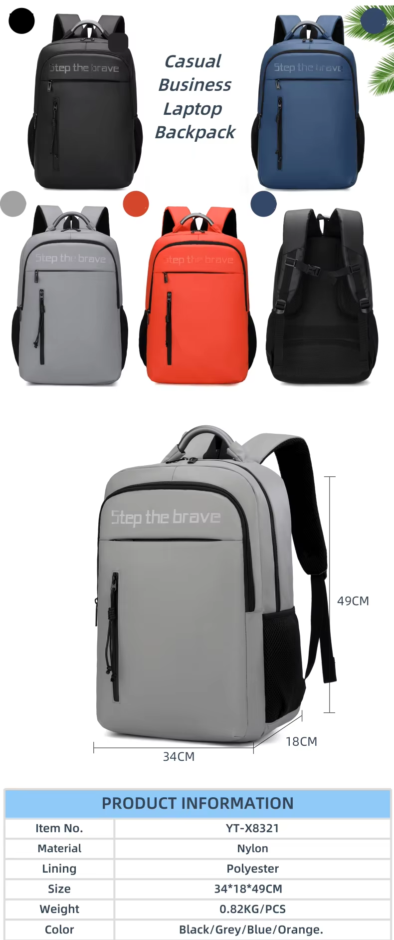 Step On The Brave 17 Inch Business Laptop Backpack Waterproof Lt-1 Black
