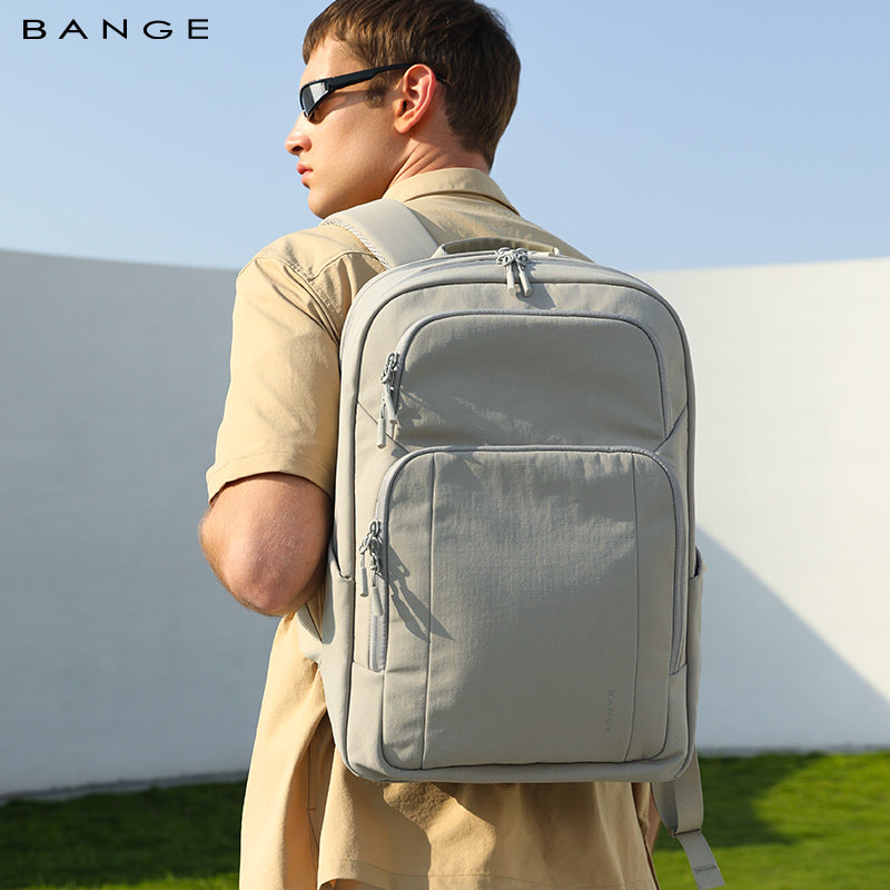 BANGE New Travel Waterproof Soft Lightweight Student Casual Bag Men Laptop Backpack 7839 Grey
