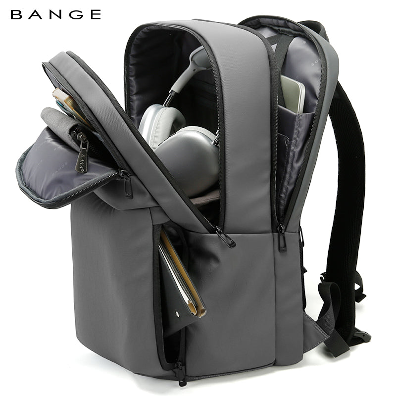 BANGE New  Large Capacity Daily 15.6inch Light Waterproof Business Laptop Men Backpack 3065 Grey