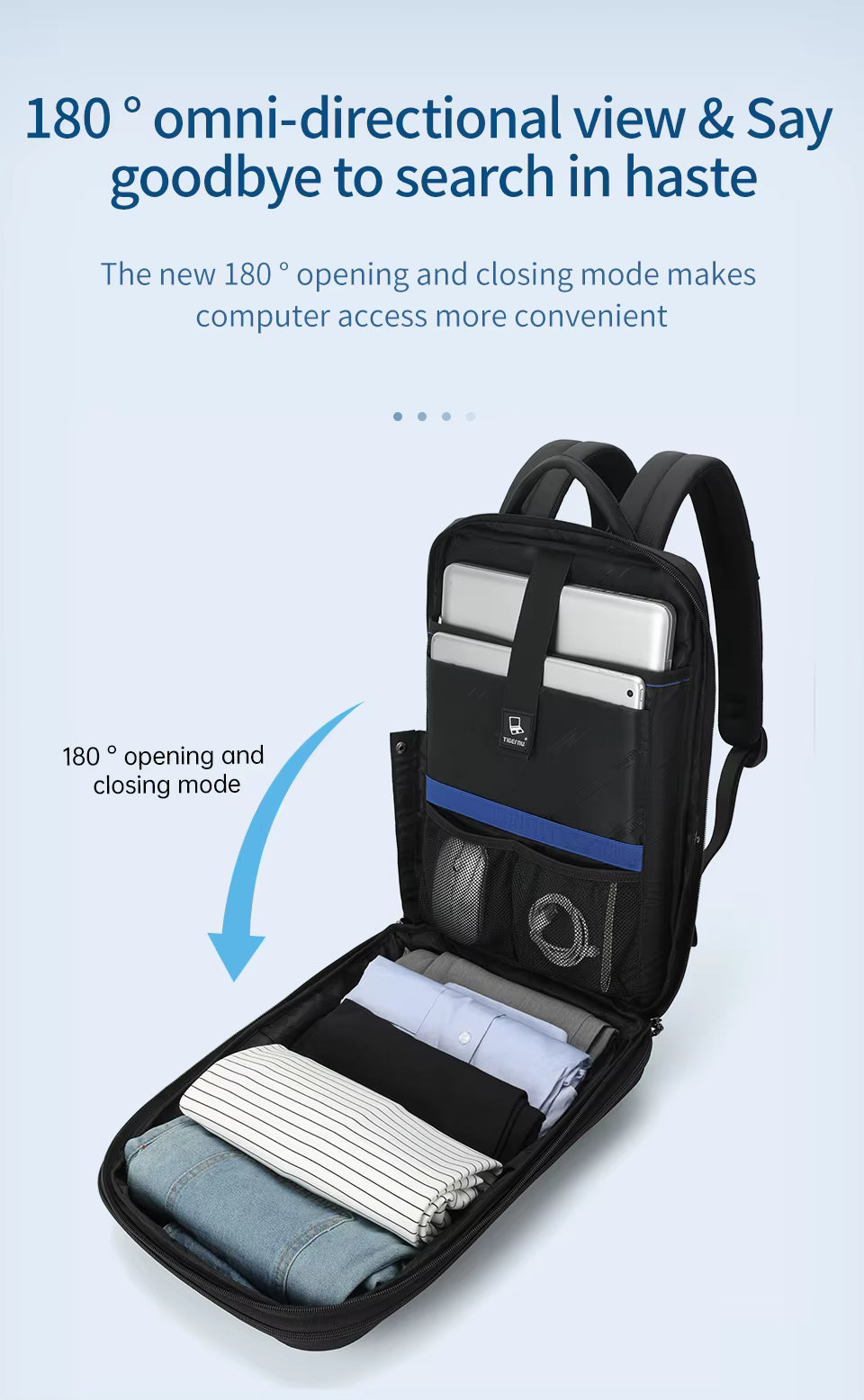 Tigernu Waterproof Black Hard Shell Multifunctional Anti-Theft Backpack Model T-B9152