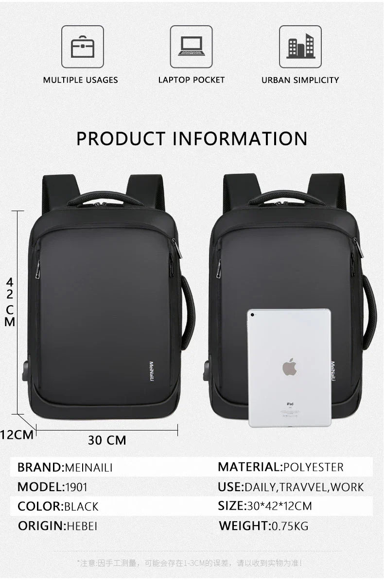 Meinaili 1901 Usb Charging Backpack 15.6 Inch Laptop Business Waterproof Multifunctional Travel Bag