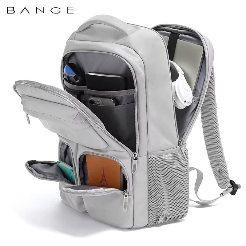 Bange 1807 Polyester Unisex Travel Backpacks Laptop Waterproof Grey