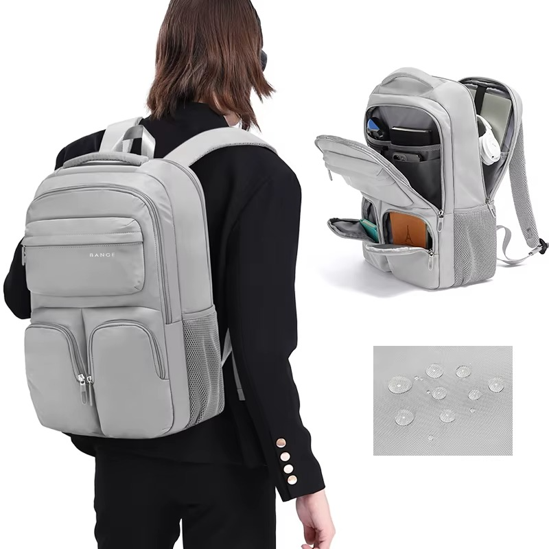 Bange 1807 Polyester Unisex Travel Backpacks Laptop Waterproof Grey