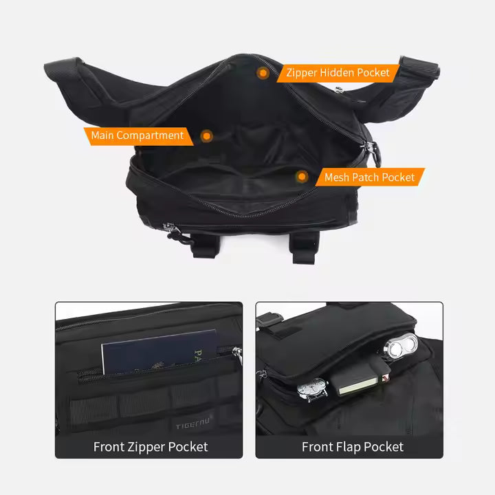 Tigernu Waterproof Waist Crossbody Sling Bag Model T-S8906 Black