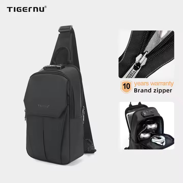 Tigernu Waterproof Crossbody Sling Bag With Tsa Lock Model T-S8889 Black