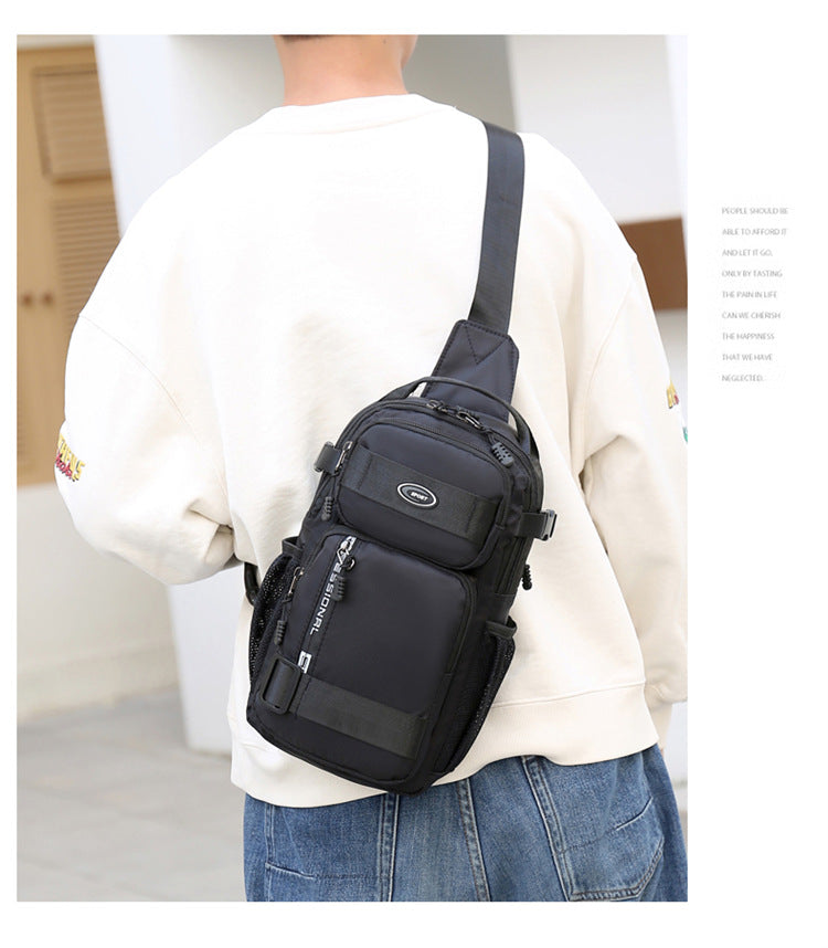 Crossbody Sling Chest Daypack Original High Quality Bag Aa04 - Black