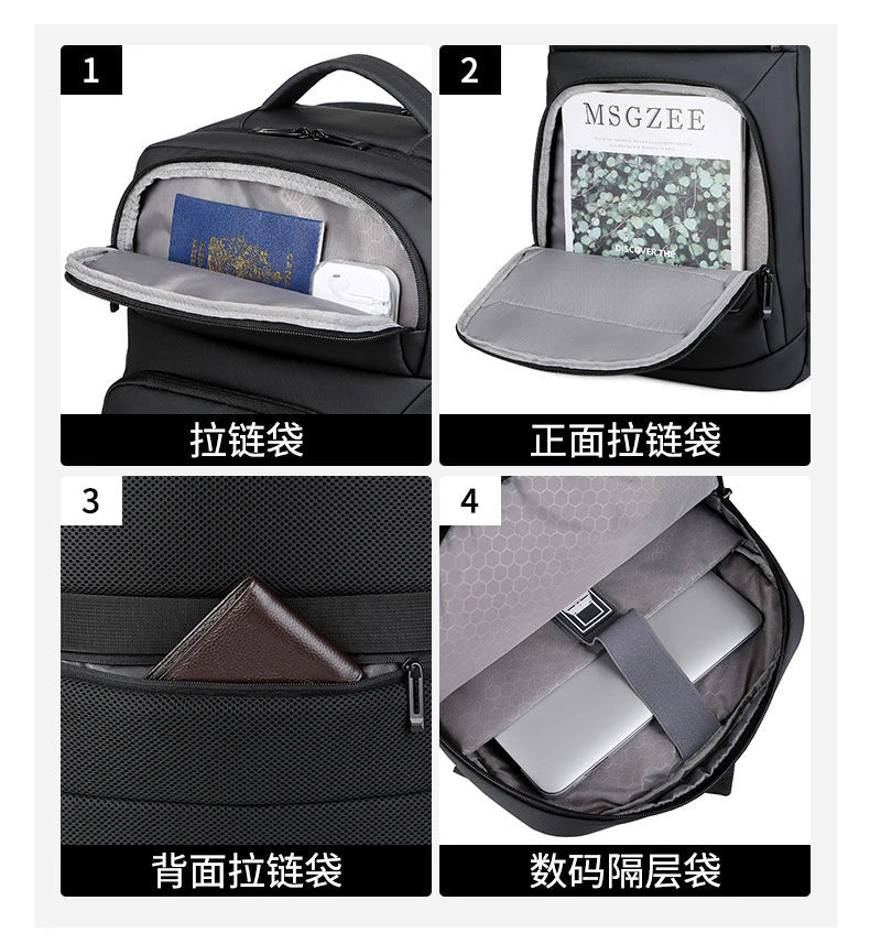 Meinaili Expandable Men’s 17 Inch Laptop Waterproof Business Backpack with USB AT-12