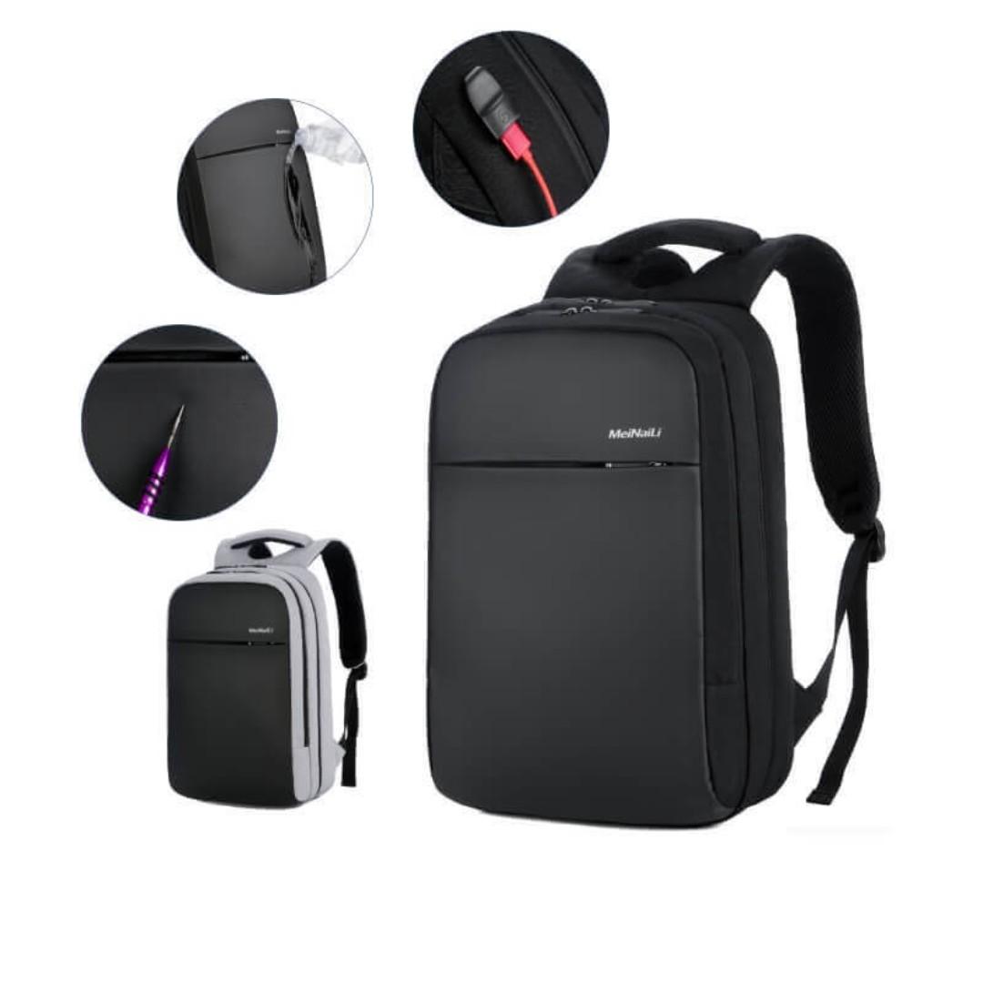 Meinaili 1802 Usb Charging Backpack 15.6 Inch Laptop Business Waterproof Multifunctional Travel Bag Black
