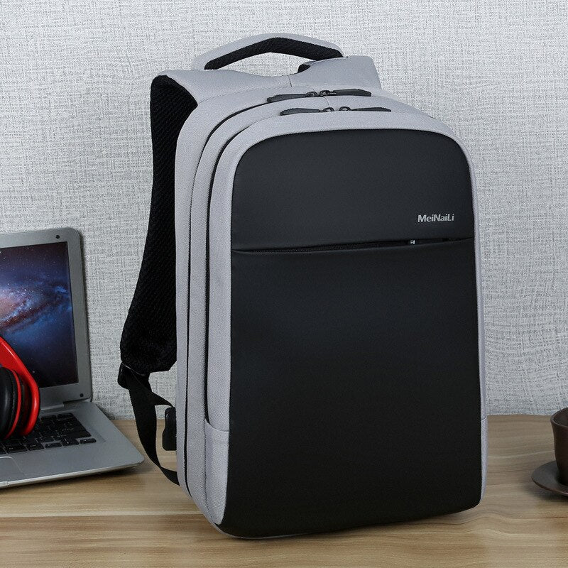 Meinaili 1802 Usb Charging Backpack 15.6 Inch Laptop Business Waterproof Multifunctional Travel Bag Grey