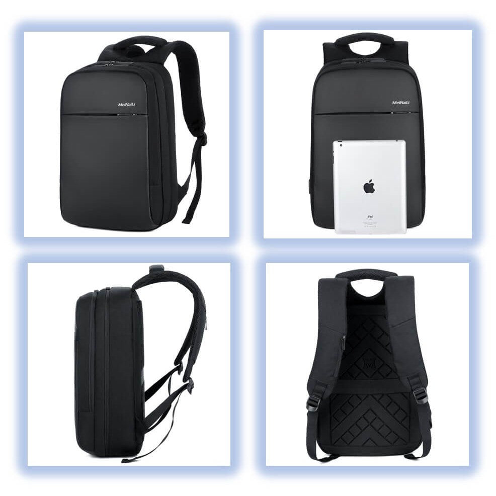 Meinaili 1802 Usb Charging Backpack 15.6 Inch Laptop Business Waterproof Multifunctional Travel Bag Grey