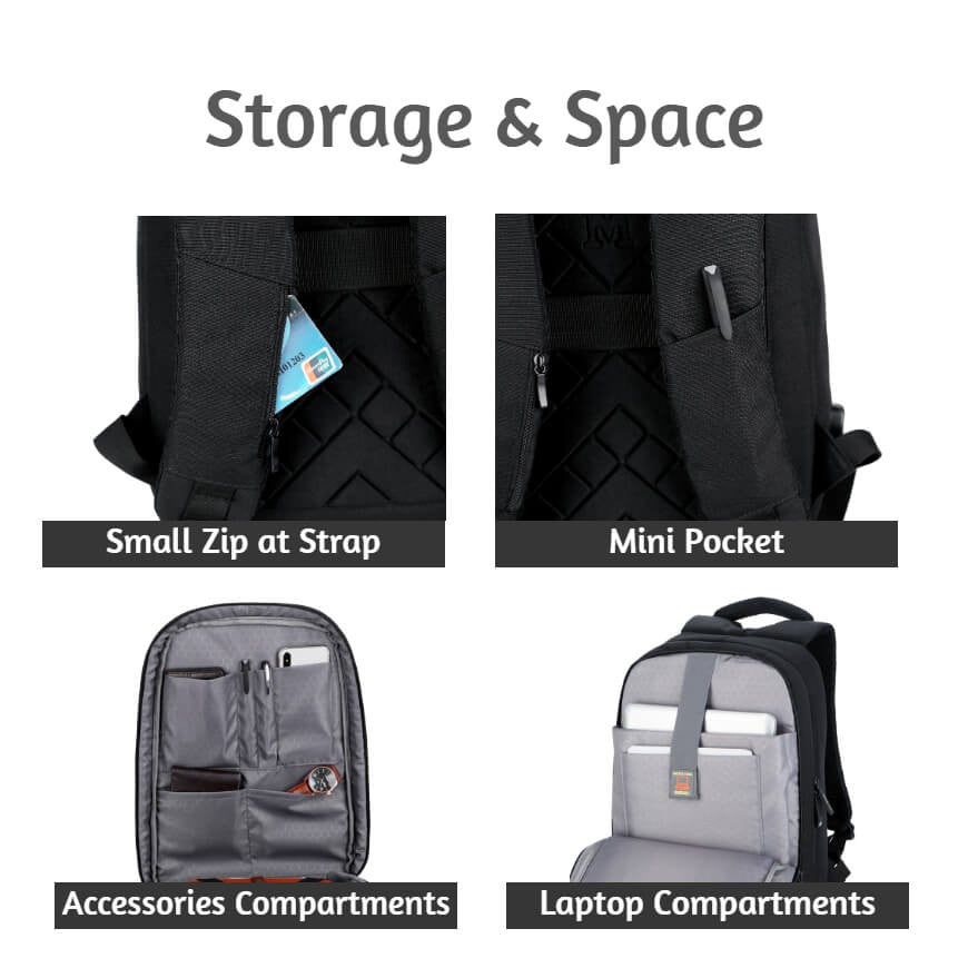 Meinaili 1802 Usb Charging Backpack 15.6 Inch Laptop Business Waterproof Multifunctional Travel Bag Black