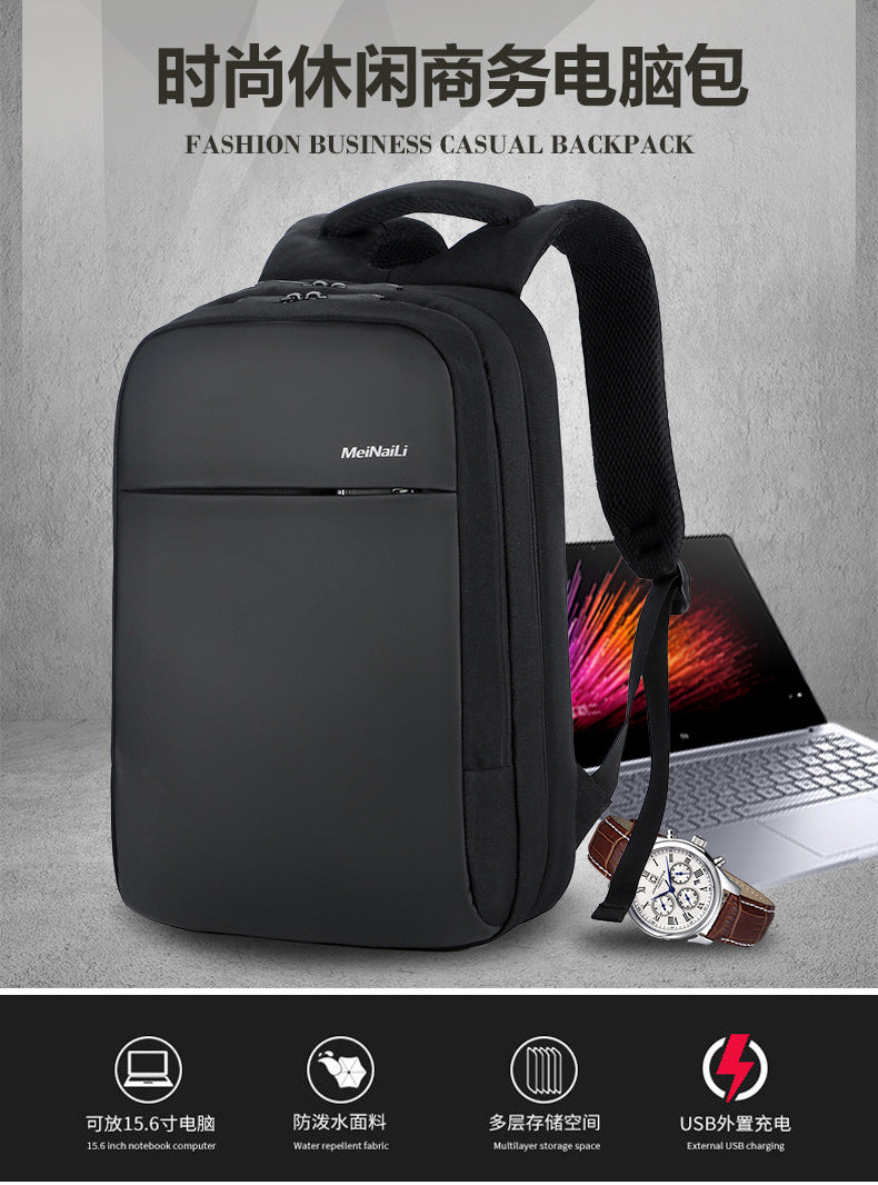 Meinaili 1802 Usb Charging Backpack 15.6 Inch Laptop Business Waterproof Multifunctional Travel Bag Black