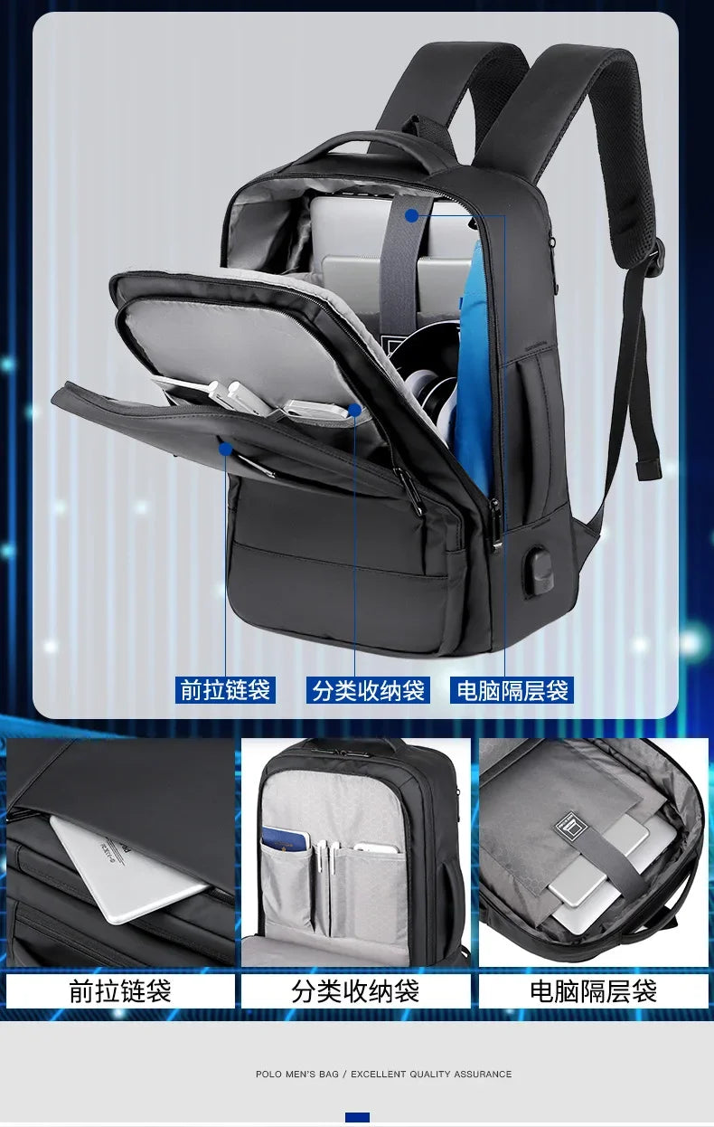 Meinaili AT-3 Large Capacity Waterproof Computer Backpack Business Travel Black