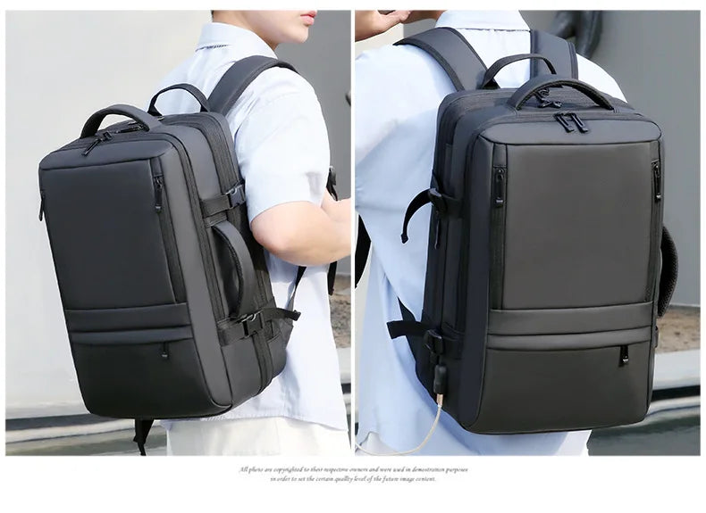 Men'S Business Waterproof Multi-Function Backpack Usb Charging 17 "Laptop Bag