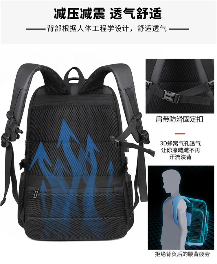 Meinaili AT-7 Large Capacity Waterproof Computer Backpack Business Travel Black