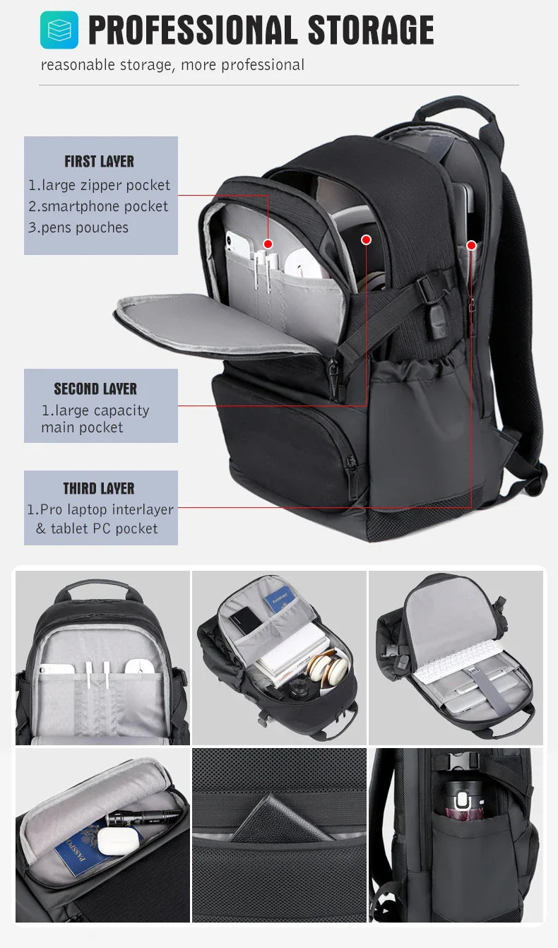 Meinaili AT-10 Usb Charging Backpack 15.6 Inch Laptop Business Waterproof Multifunctional Travel Bag