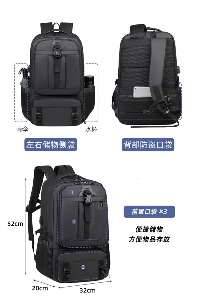 Meinaili AT-7 Large Capacity Waterproof Computer Backpack Business Travel Black