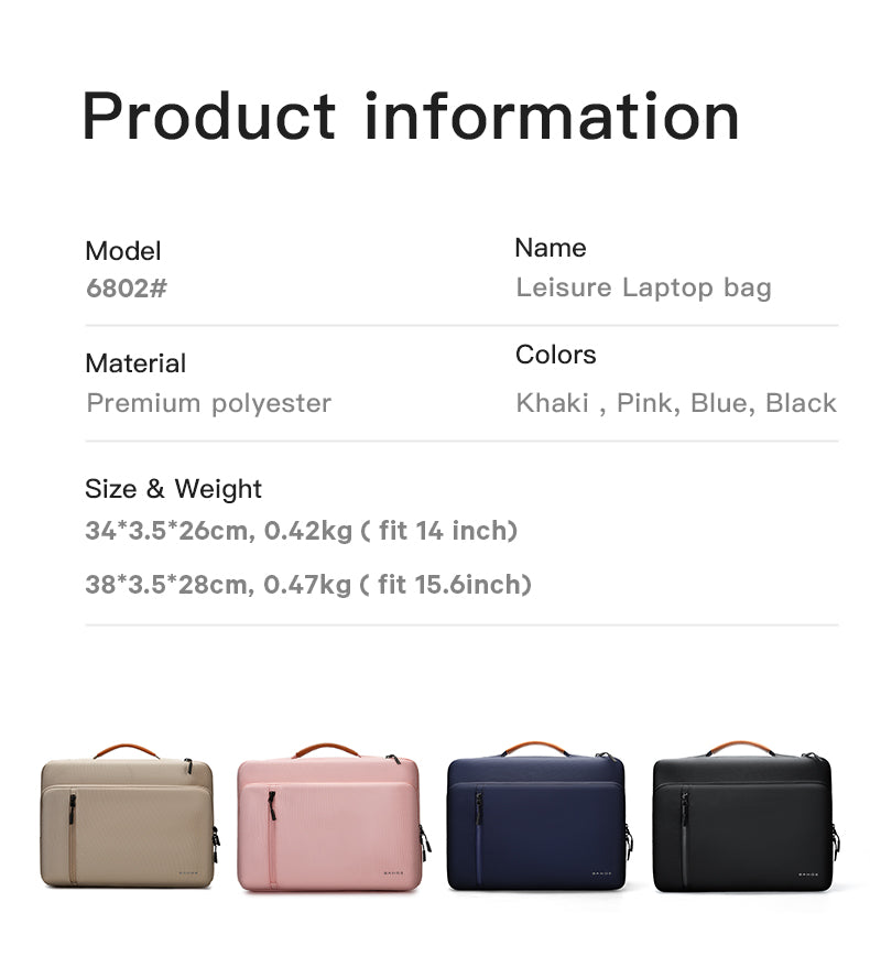Bange 6801 – New Protective Water Resistant Laptop Sleeve with Handle (Pink)