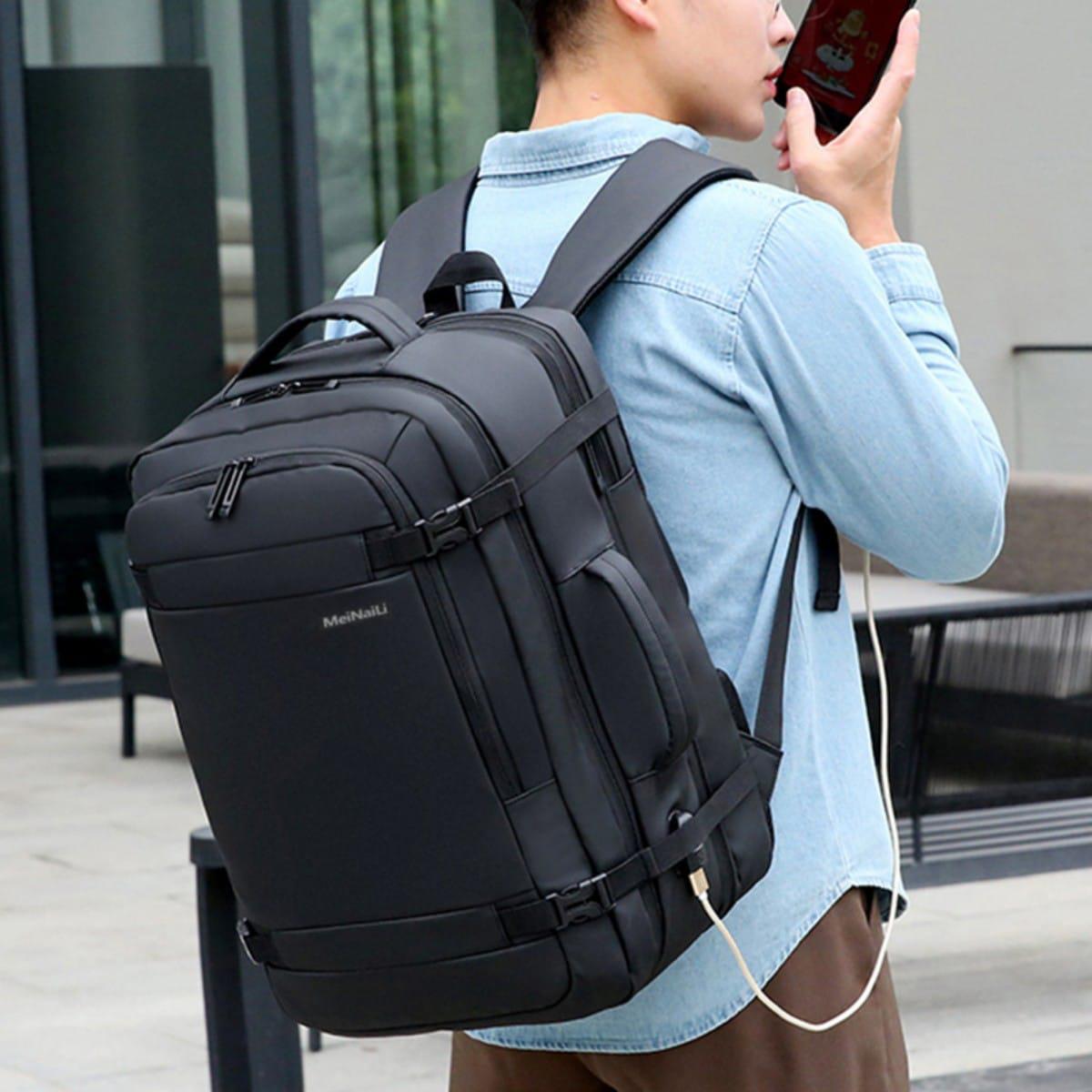 Meinaili 40L Large Backpack Flight Waterproof Business Luggage Large Backpack Fits 17.3 Inch Laptop AT-13