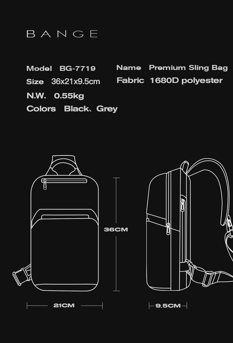Bange BG 7719 – Sling Crossbody Bag (Grey)
