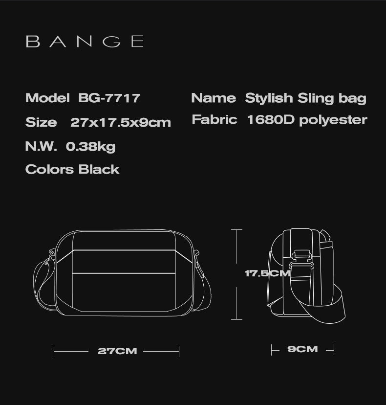 Bange BG 7717 – Sling Crossbody Bag (Black)