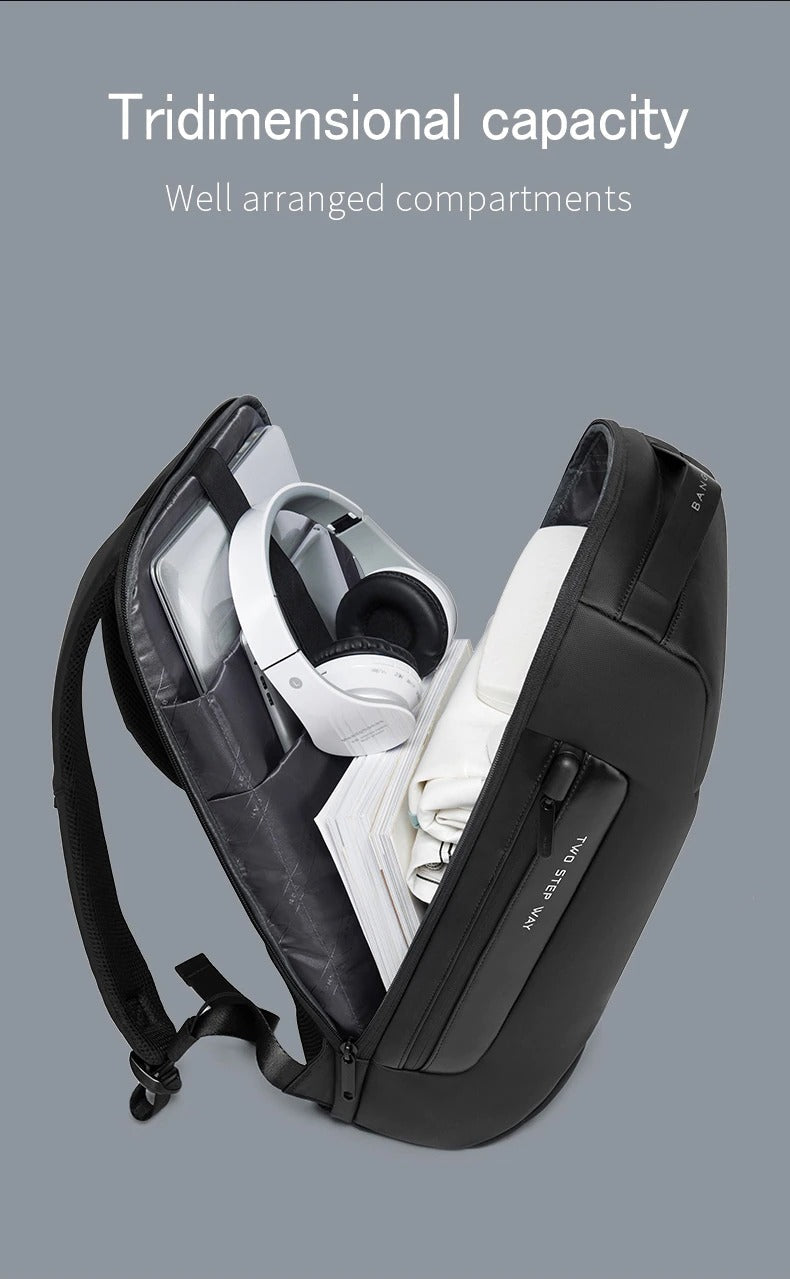 Bange 7216 Waterproof Unisex Travel Laptop Backpack With Usb Charging Black 15.6 Inch Black